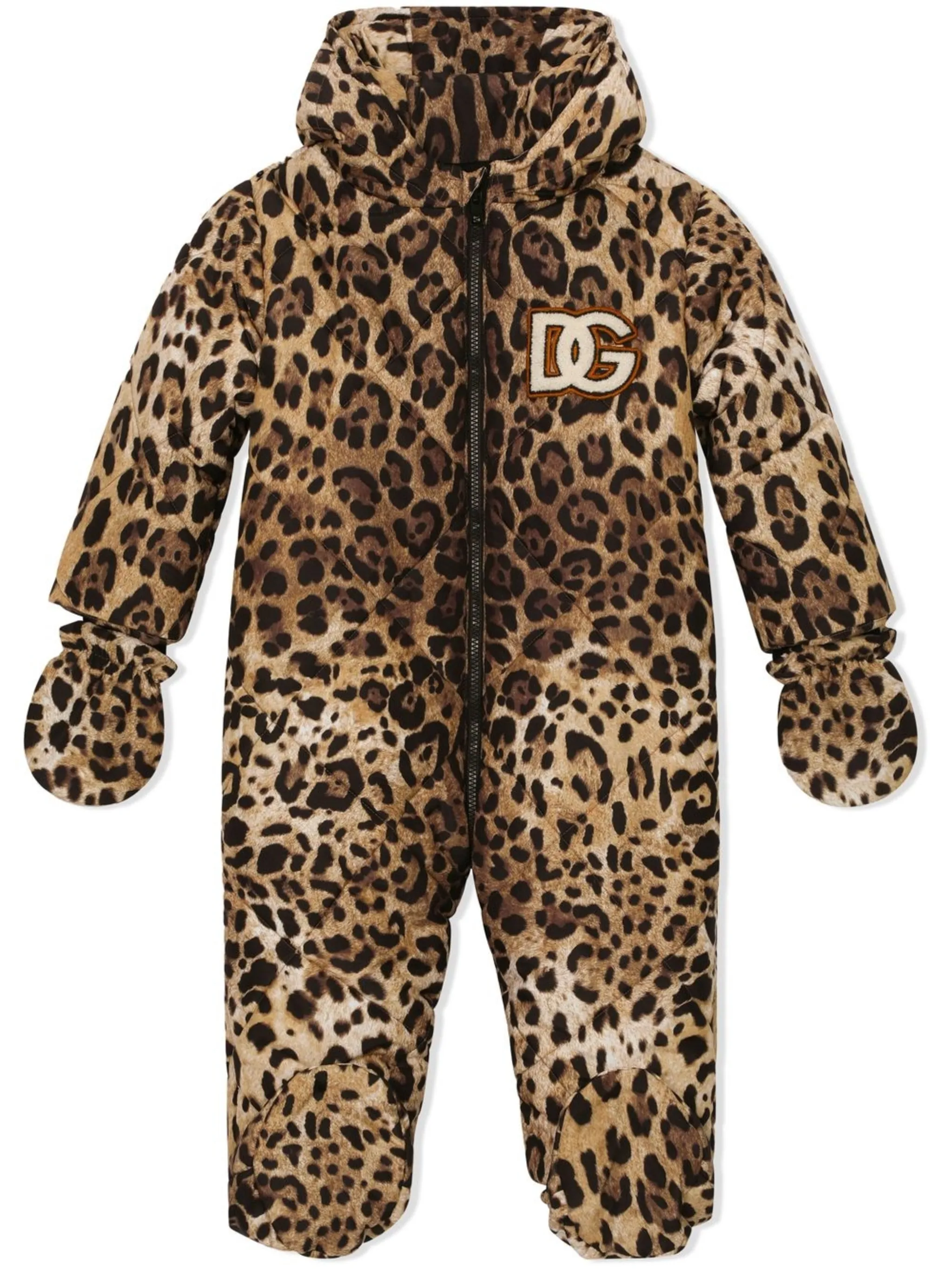 

Стеганый комбинезон с леопардовым принтом Dolce & Gabbana Kids, коричневый