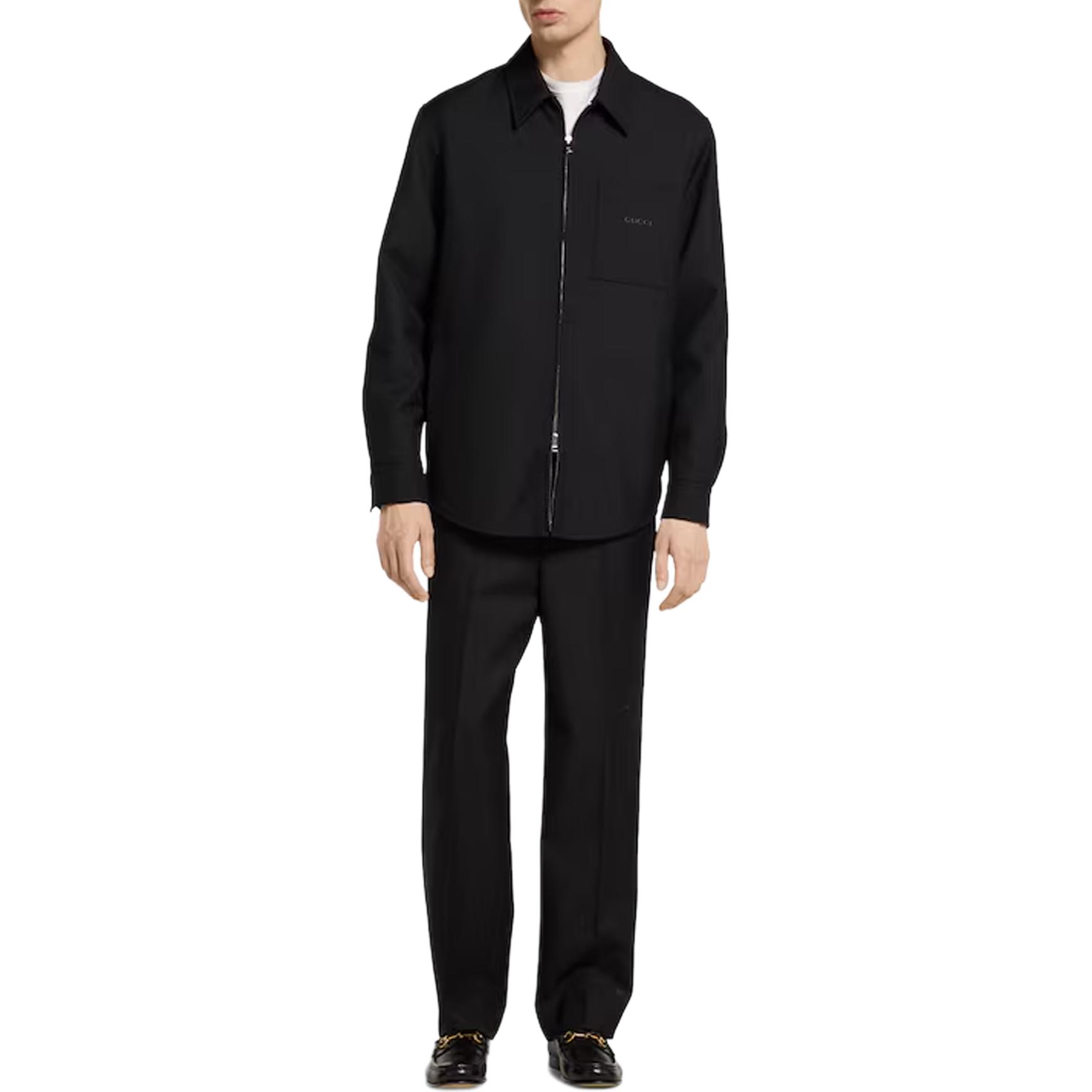 Рубашка Gucci шерстяная твилловая застёгивающаяся, Black — фото 3