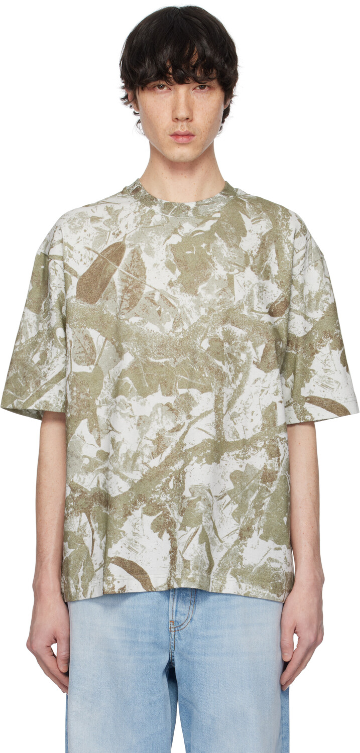 

Футболка свободного кроя с круглым вырезом цвета «Off-White & Green» Acne Studios