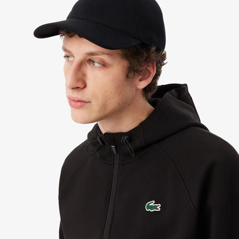 Мужская тренировочная толстовка на молнии, чёрная, от Lacoste — фото 2