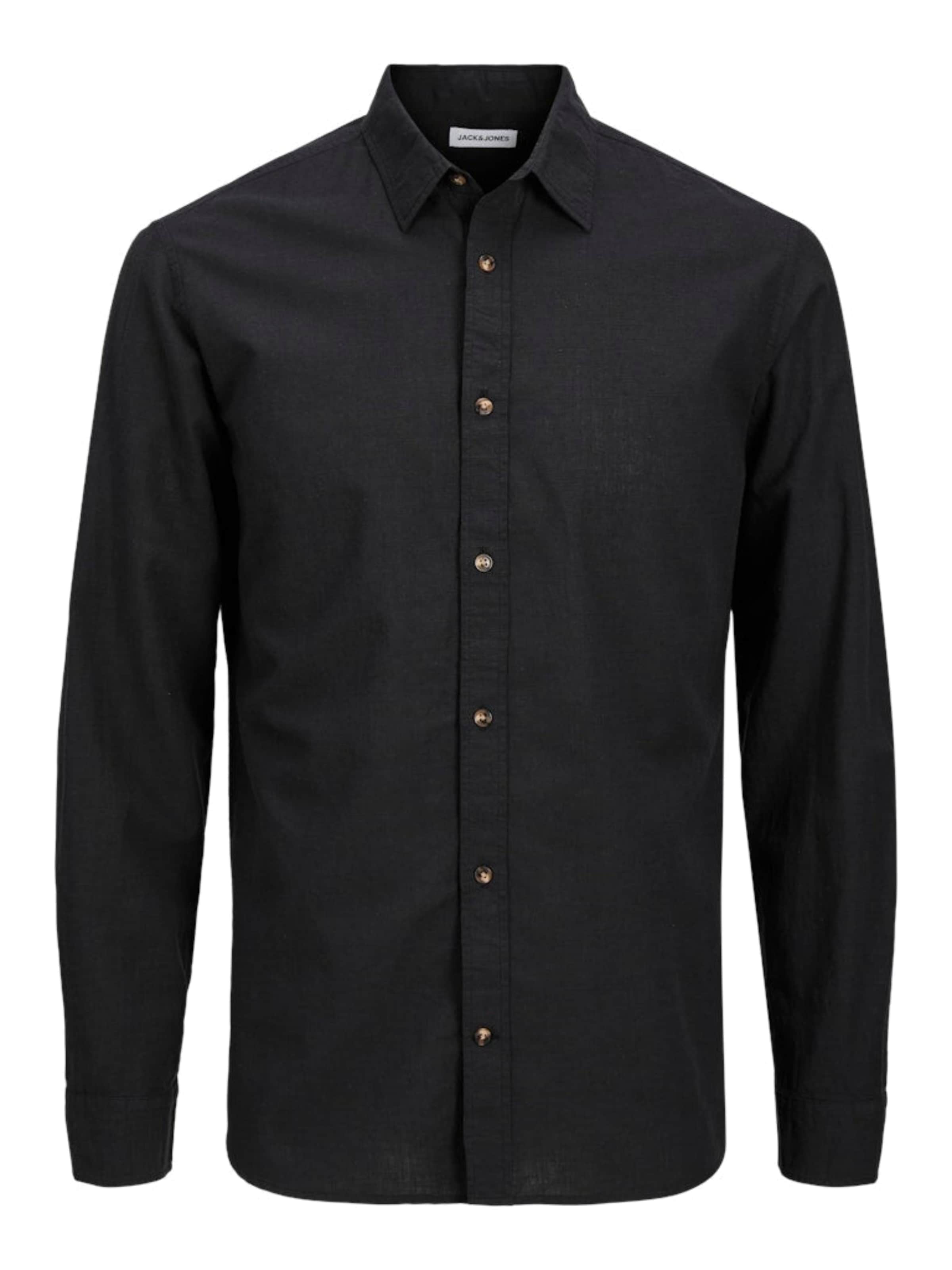 

JACK & JONES Рубашка на пуговицах Slim fit 'JJESUMMER SHIRT LS' в черном цвете