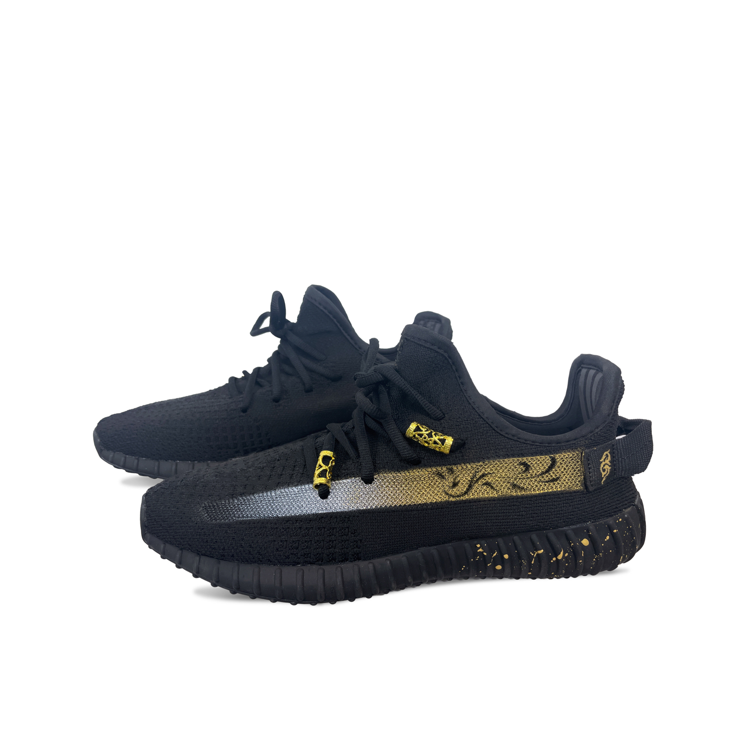 Adidas Originals Yeezy Boost 350 V2 Low top Casual Shoes Unisex Black Gold Silver — фото 4