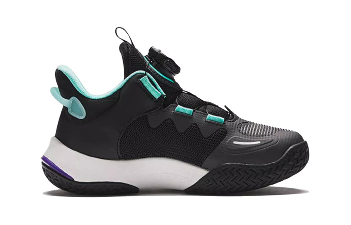 Скользоустойчивые баскетбольные кроссовки Mid-Top Antakids для детей 3-7 лет, черный/неоново-зеленый — фото 2