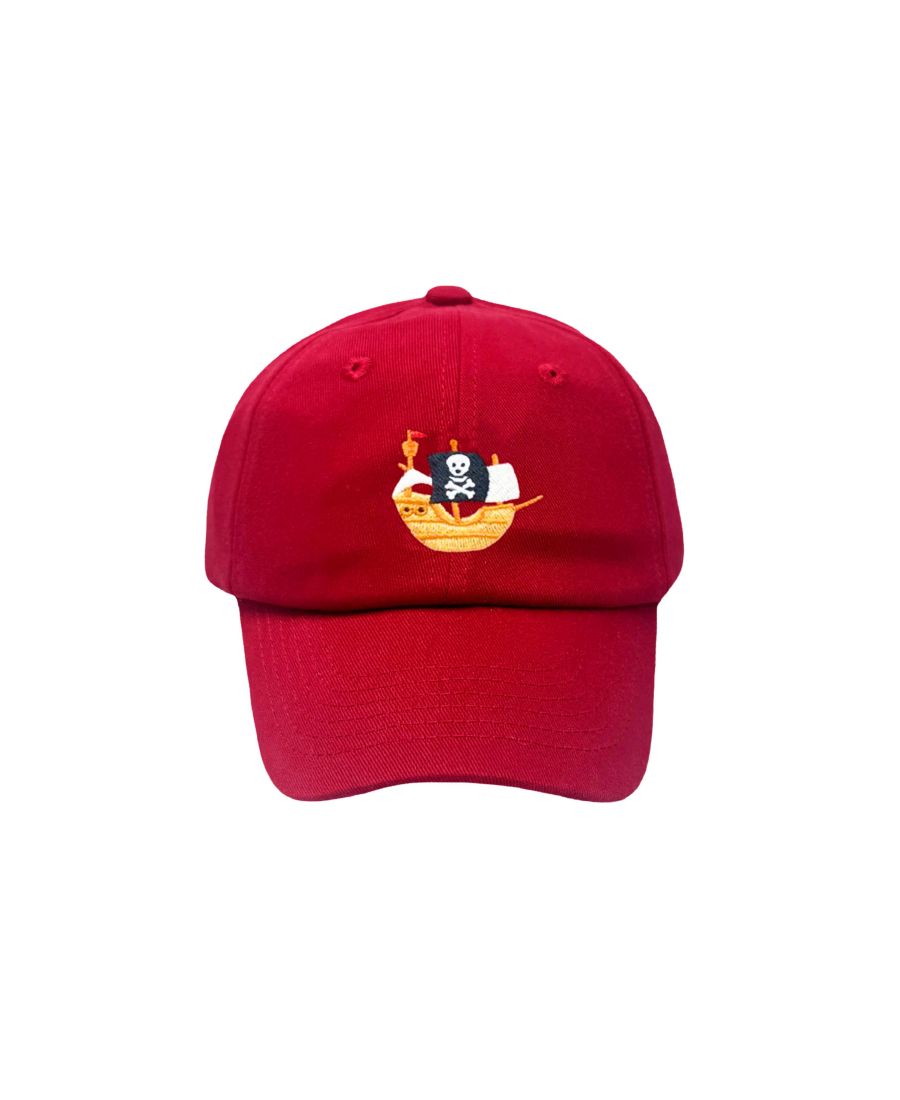 

Детская бейсболка в виде пиратского корабля из саржи, красная Bits & Bows, No Color