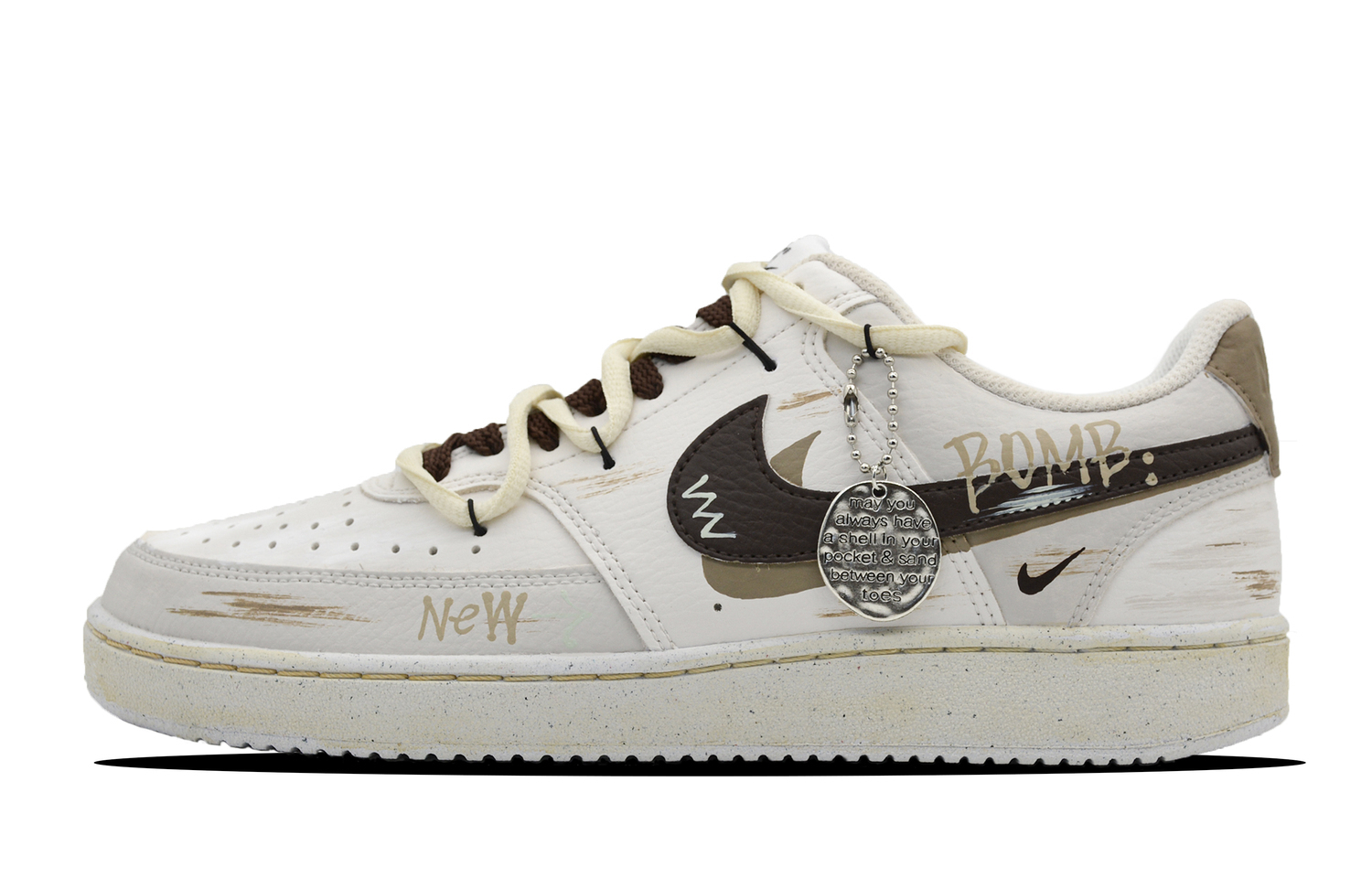 

Кроссовки Nike Court Vision 1 мужские низкие коричневые/желтые/черные, серый латте коричневый