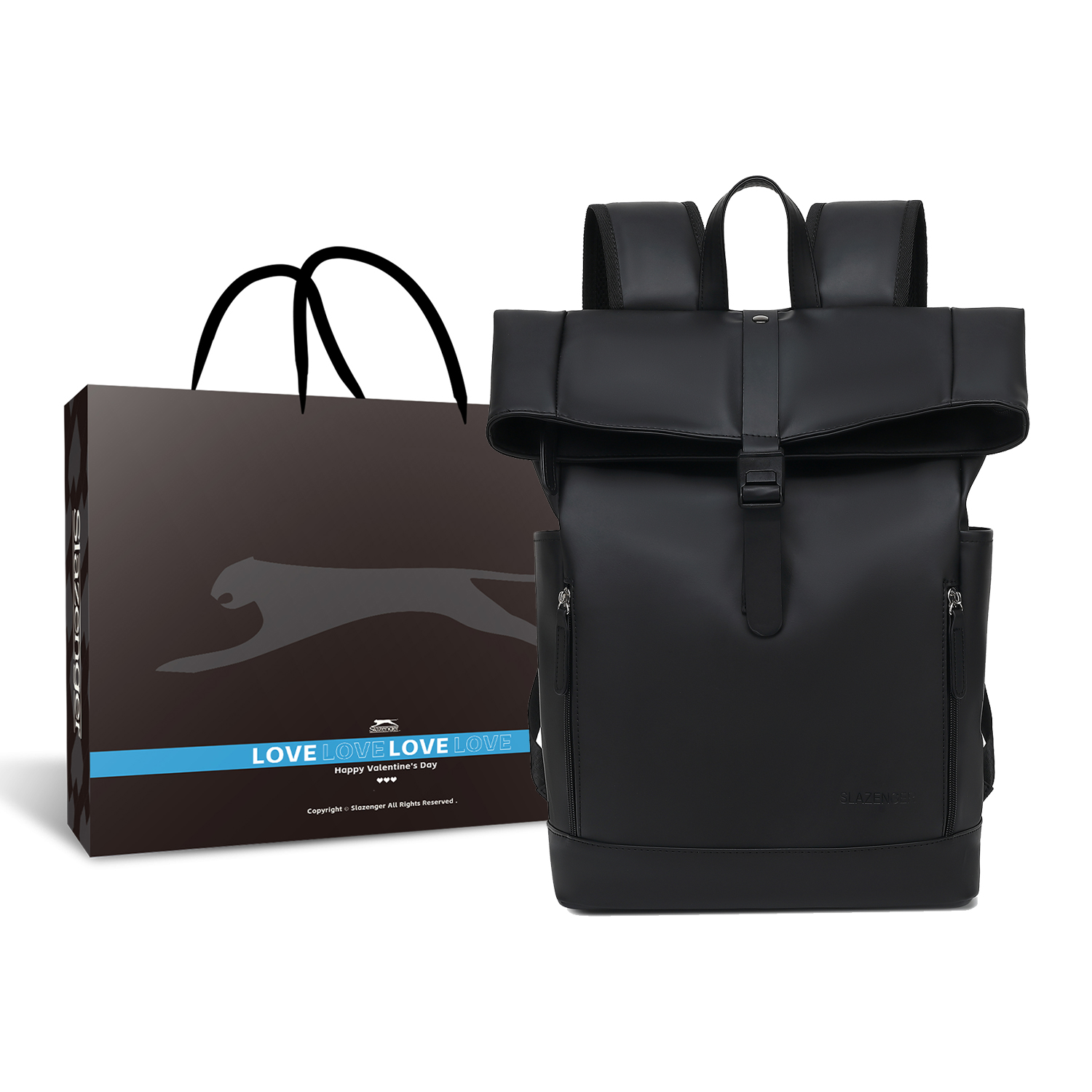 

Slazenger Мягкий кожаный рюкзак унисекс черный с шестиугольным узором, Black, Shopping Bag