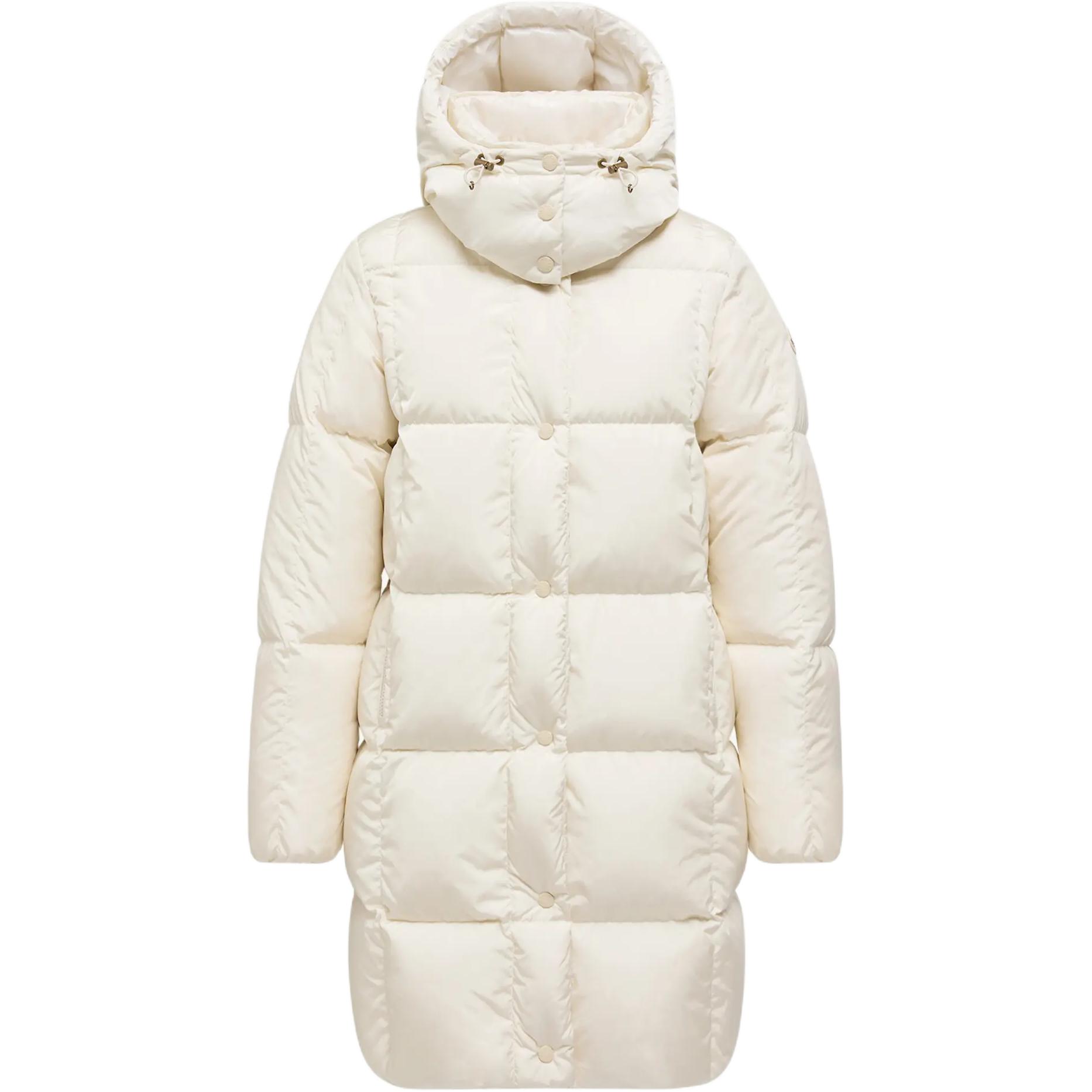 

Moncler Стеганое пальто с капюшоном и однобортной застежкой, White