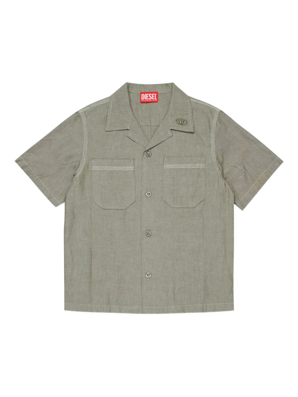Рубашка с короткими рукавами и нагрудными карманами Diesel Kids, серый