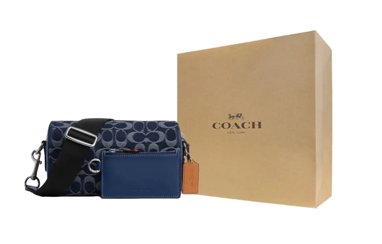 

COACH Аксель Тканевый поясной рюкзак малый размер мужской синий