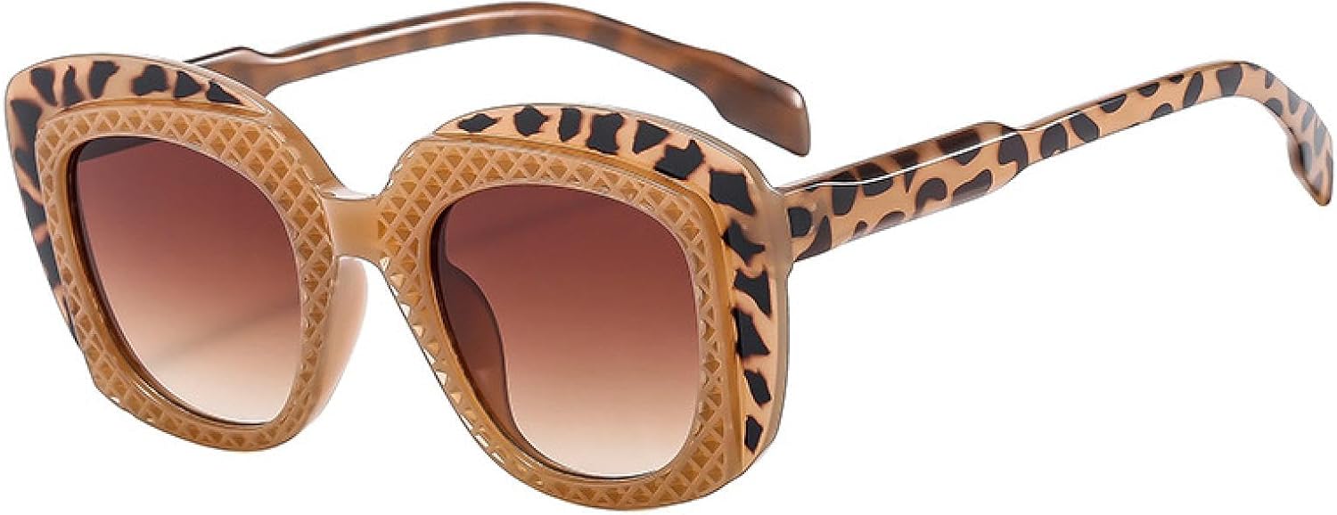 

Двухцветные солнцезащитные очки в стиле хип-хоп для женщин, модные градиентные очки, защита от УФ-излучения UV400 для мужчин, уникальные солнцезащитные очки VVTWSSW, Tea Leopard Tea