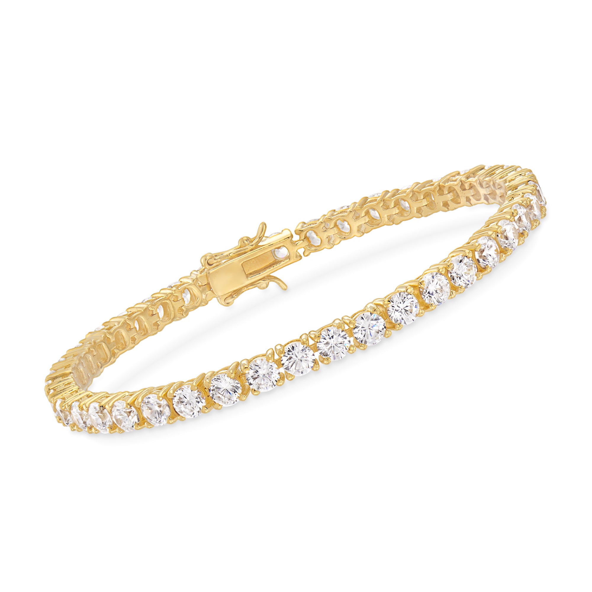 

Теннисный браслет Ross-Simons CZ из 18-каратного золота с покрытием Sterling Ross-Simons, 7 In