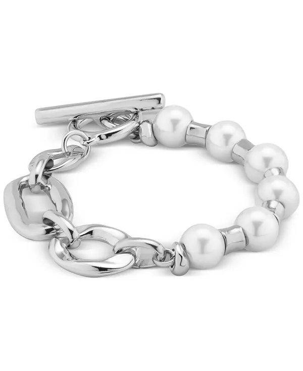 

Браслет из металлического сплава с различными звеньями и культивированным жемчугом Unode50, silver