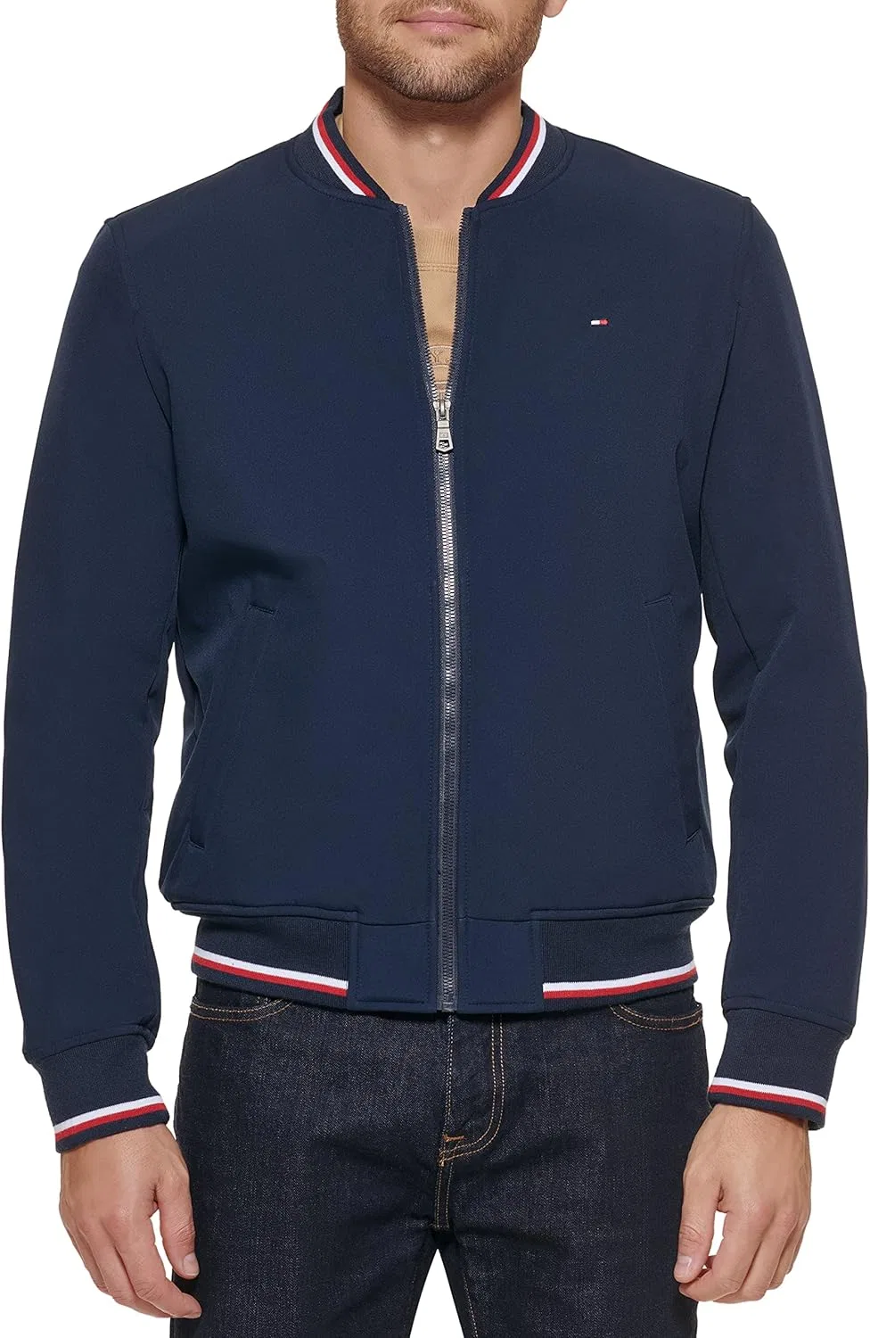 Легкая мужская куртка-бомбер Tommy Hilfiger из ребристой вязки