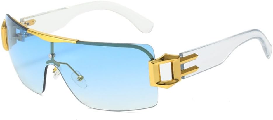 

Модные солнцезащитные очки без оправы 2027 года для женщин и мужчин, с золотистыми шарнирами, цветными поликарбонатными линзами, модные очки с защитой от УФ-излучения UV400 MTZJH, C3