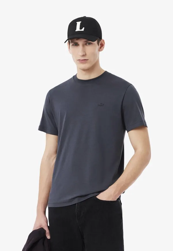 Футболка мужская Lacoste базовая, однотонная, Gris Fonce