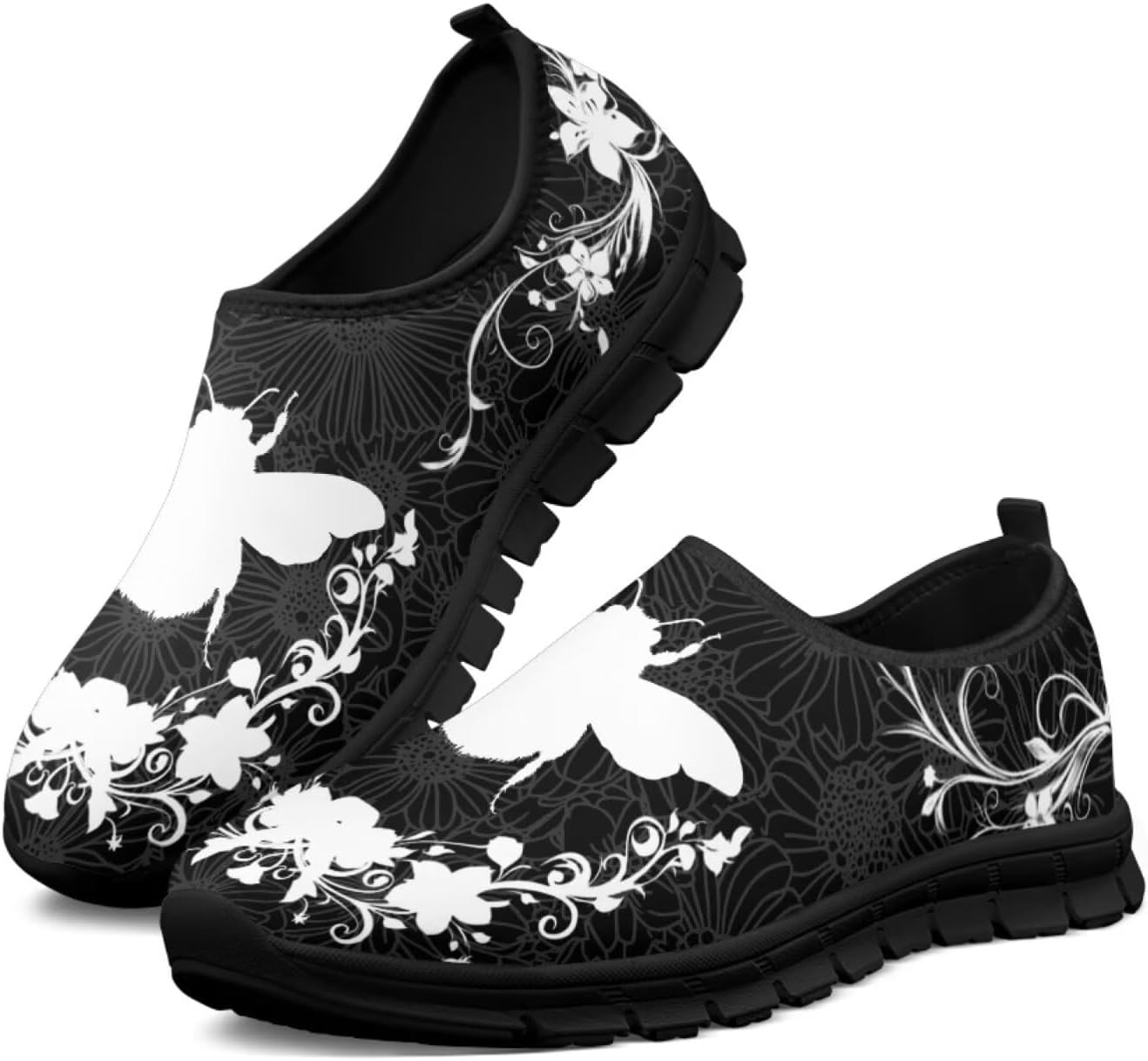 

Мужские слипоны Howilath Boho с цветочным узором, кроссовки для бега, повседневная спортивная обувь, обувь без шнурков с противоскользящей подошвой, Bee Boho Floral