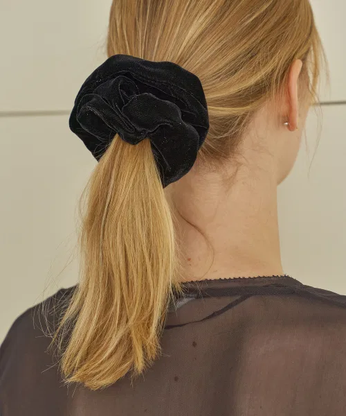 Резинка для волос Shimmer Velvet Hair Scrunchie, вельвет, чёрный — фото 3