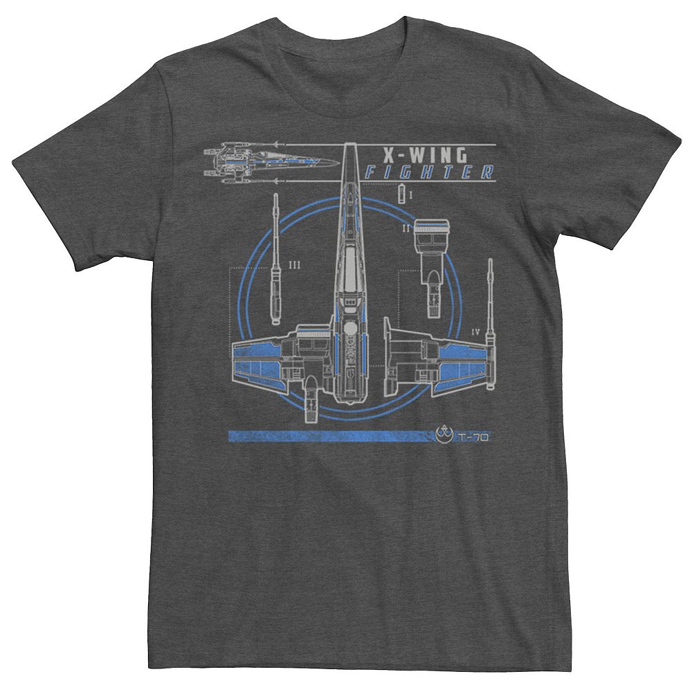 

Мужская футболка Star Wars X-Wing Fighter Schematics, цвет Charcoal Heather