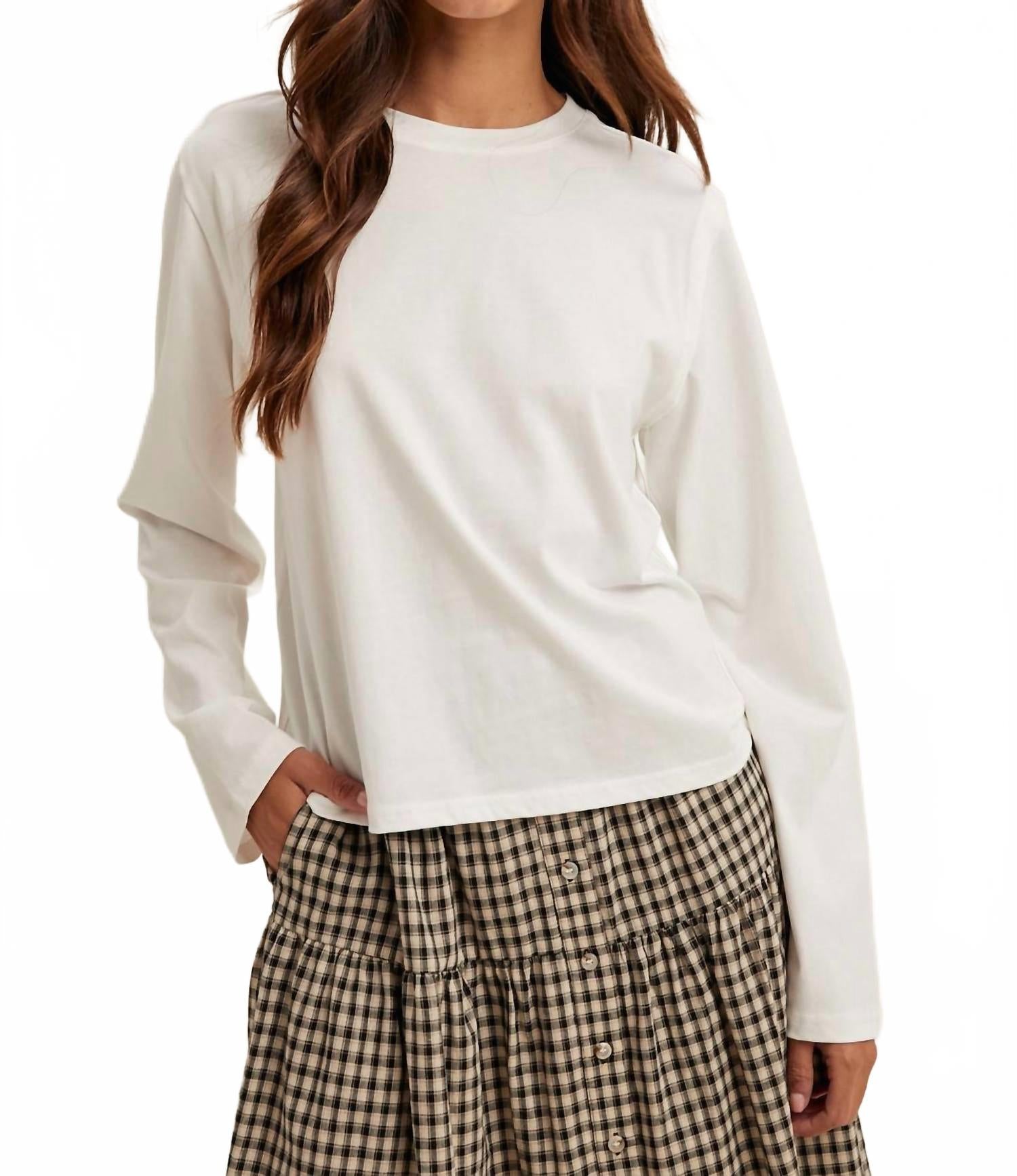 

WISHLIST Простая футболка с длинным рукавом и необработанными краями, белая