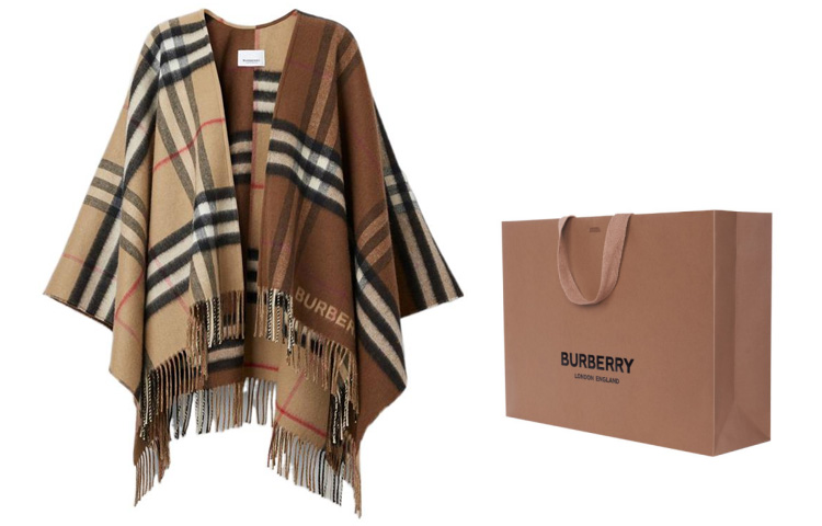 

Burberry Контрастная бахрома накидка Contrast Check, Brown Shopping Bag Packaging (Shopping Bag Included)