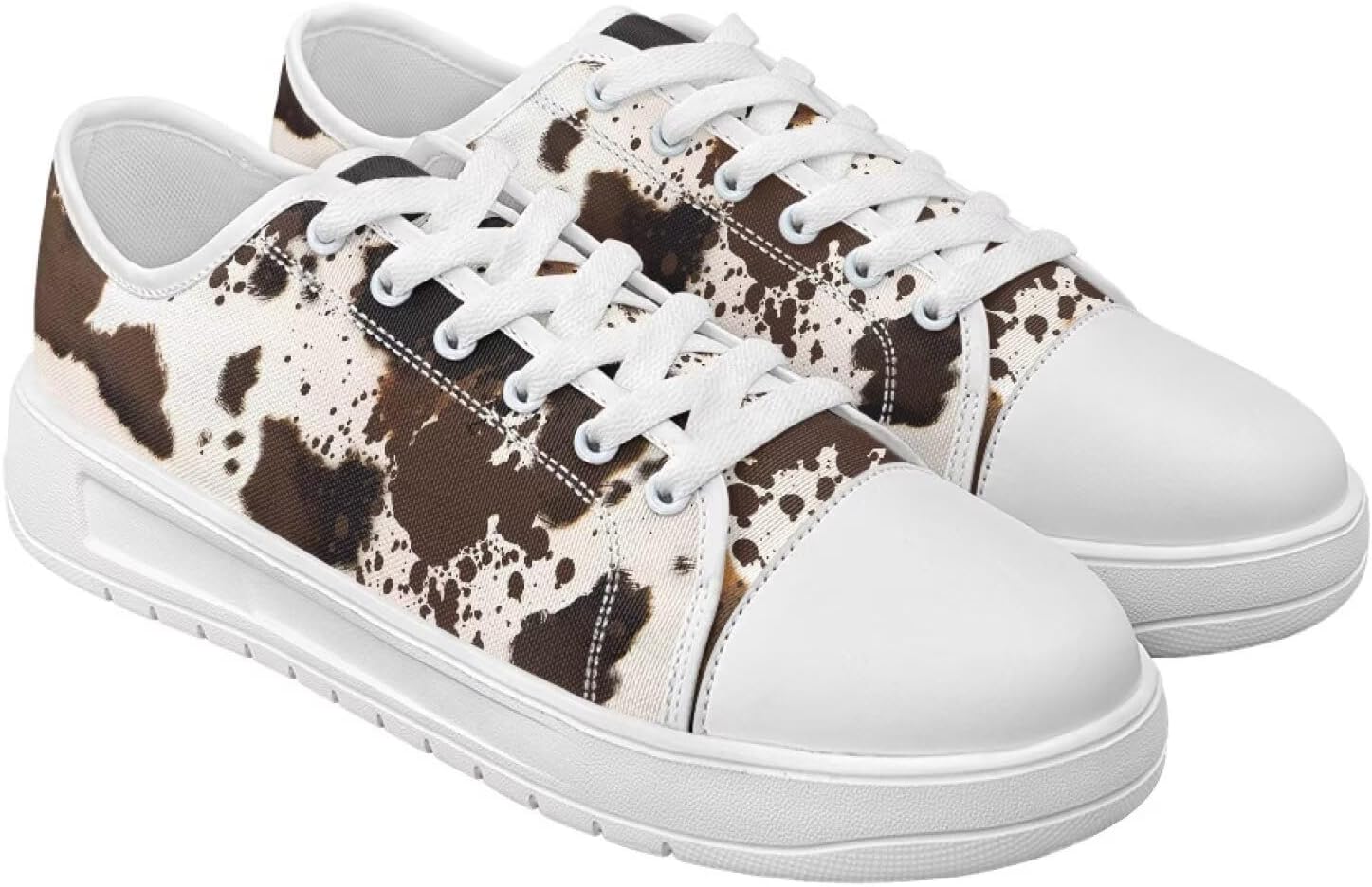 

Летние повседневные кроссовки для женщин и мужчин Fonplted, модные взрослые тканевые туфли с флаговым узором, Brown Cow Print