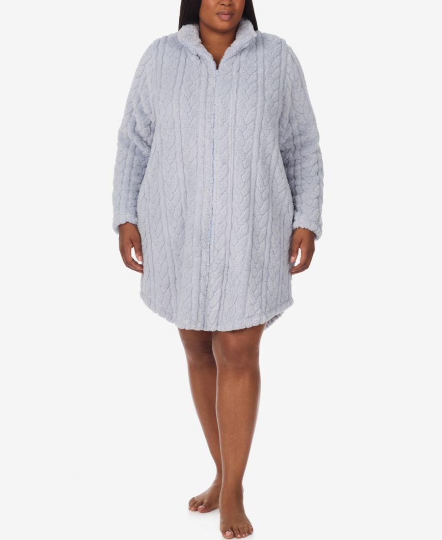 

Халат с длинными рукавами и текстурированной поверхностью, больших размеров Ellen Tracy, Gray