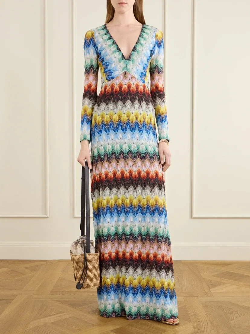 Маленькая полосатая сумка-ведро из рафии с кожаной отделкой Missoni, бежевый — фото 2
