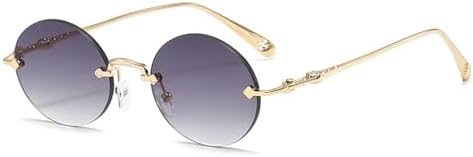 

2027 Женские солнцезащитные очки без оправы в стиле ретро, ​​круглые, с градиентным металлическим покрытием, мужские солнцезащитные очки для активного отдыха и вождения MTZJH, 6