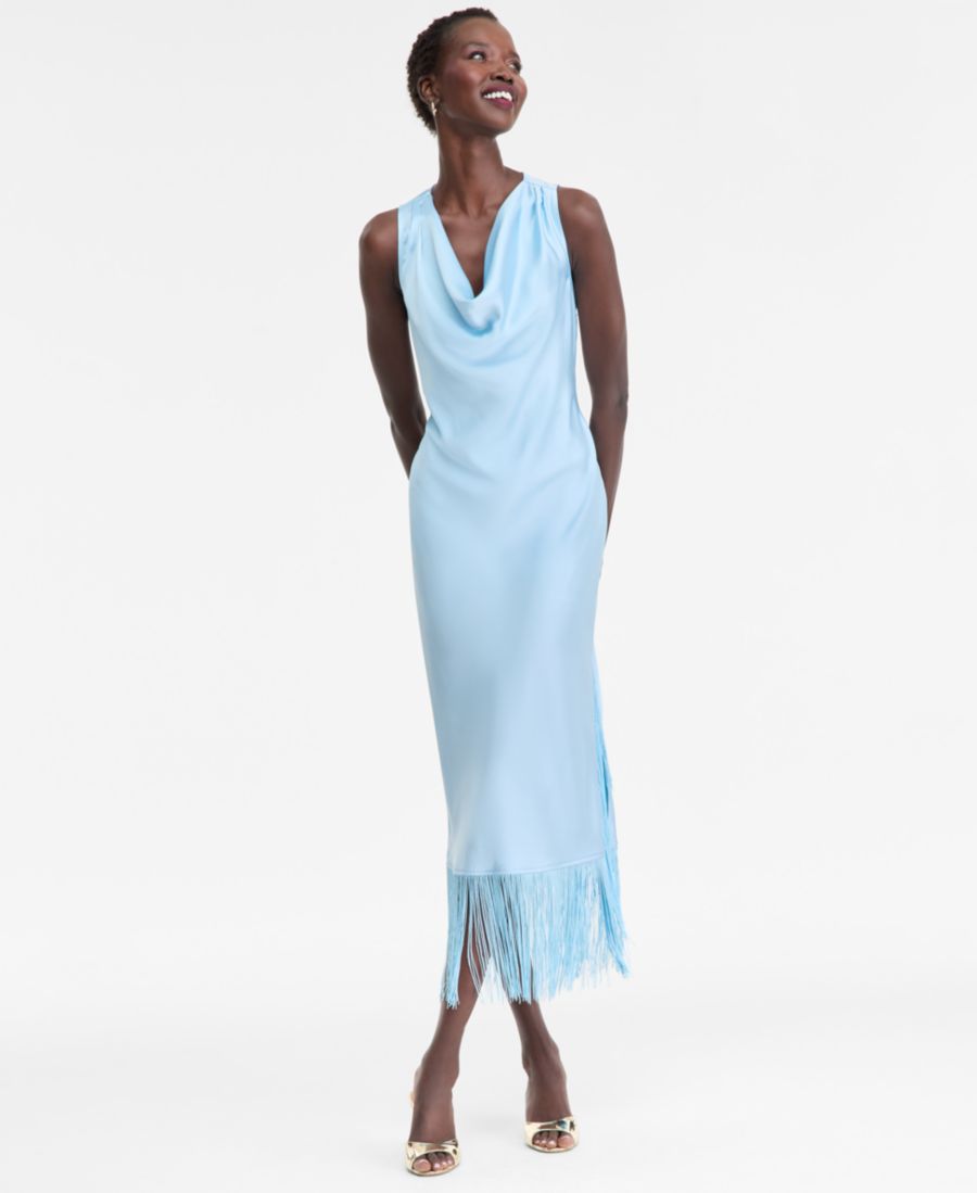 

Женское миди-платье с воротником-хомутом и бахромой по низу INC International Concepts, Wind Surf