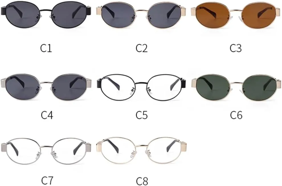 

Модные ретро-солнцезащитные очки овальной формы для женщин и мужчин, с маленькой металлической оправой, прозрачные линзы, защита от УФ-излучения SZVVBKK, 8