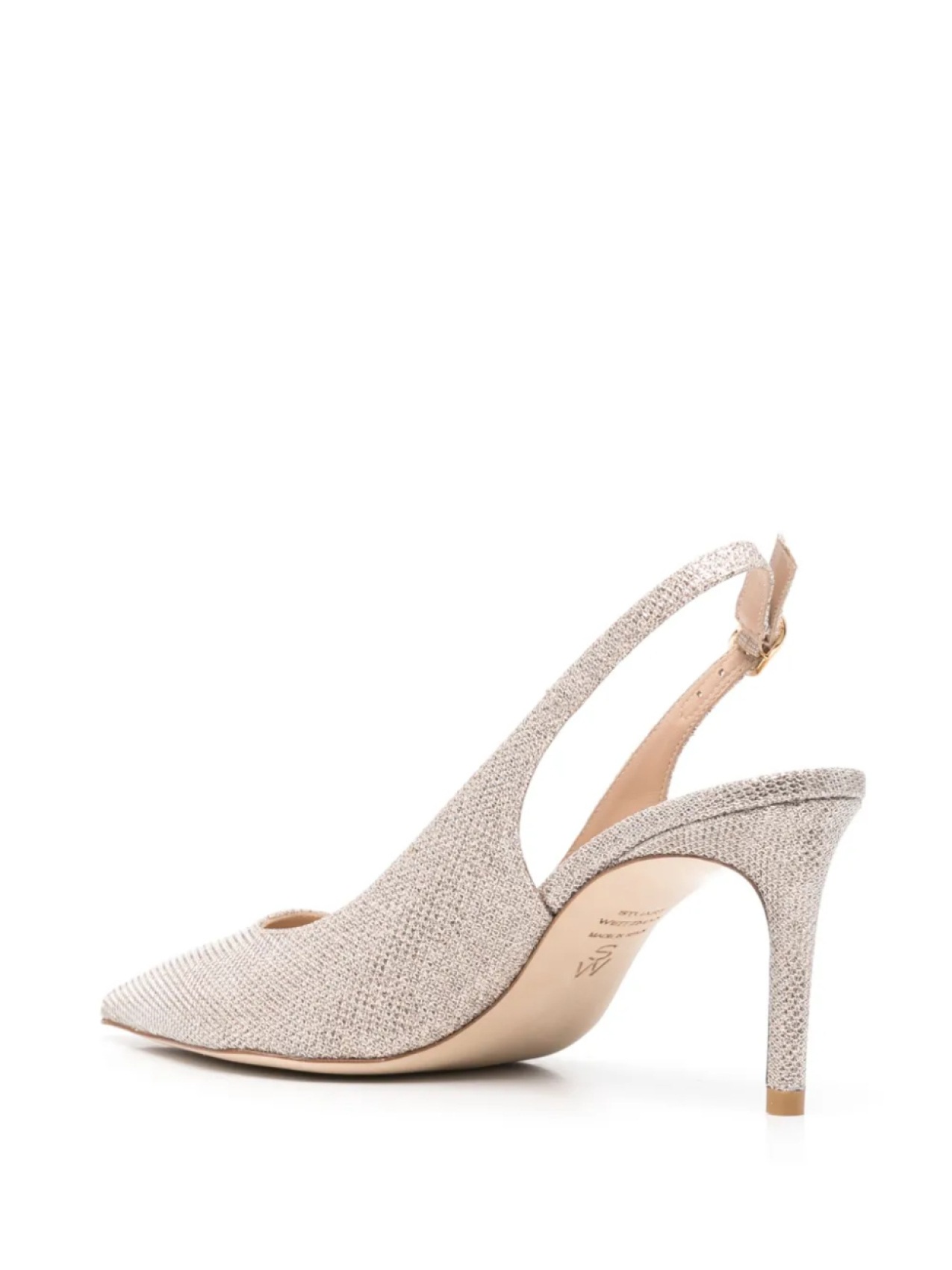 Туфли Stuart Weitzman 80 мм с люрексом и открытой пяткой, серебряный — фото 3