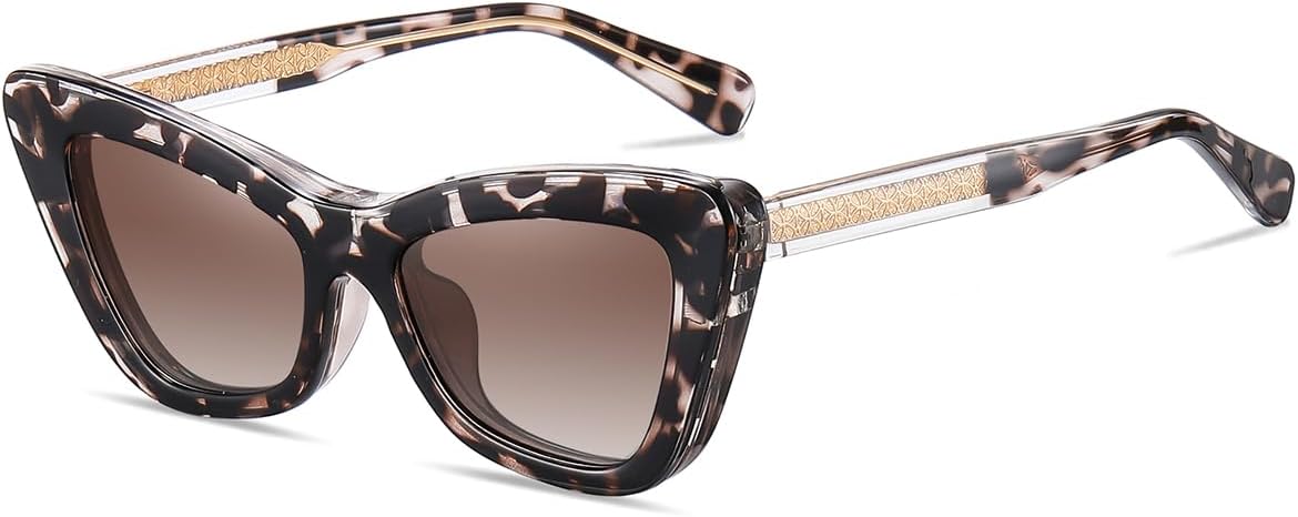 

Женские поляризованные солнцезащитные очки с магнитным креплением, заушники из ацетата Tr90 UV400, модные очки «кошачий глаз» с толстыми дужками weiyuchen, Leopard With Brown