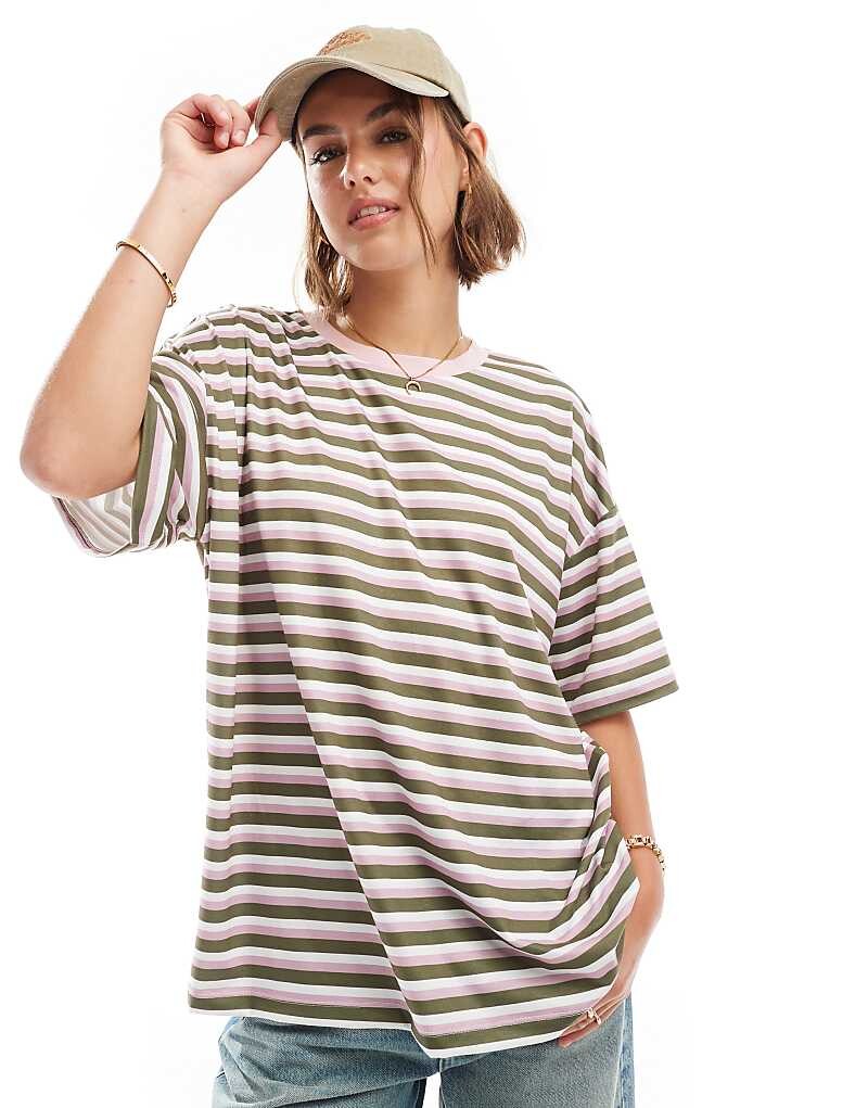

ASOS DESIGN – футболка оверсайз в полоску цвета хаки
