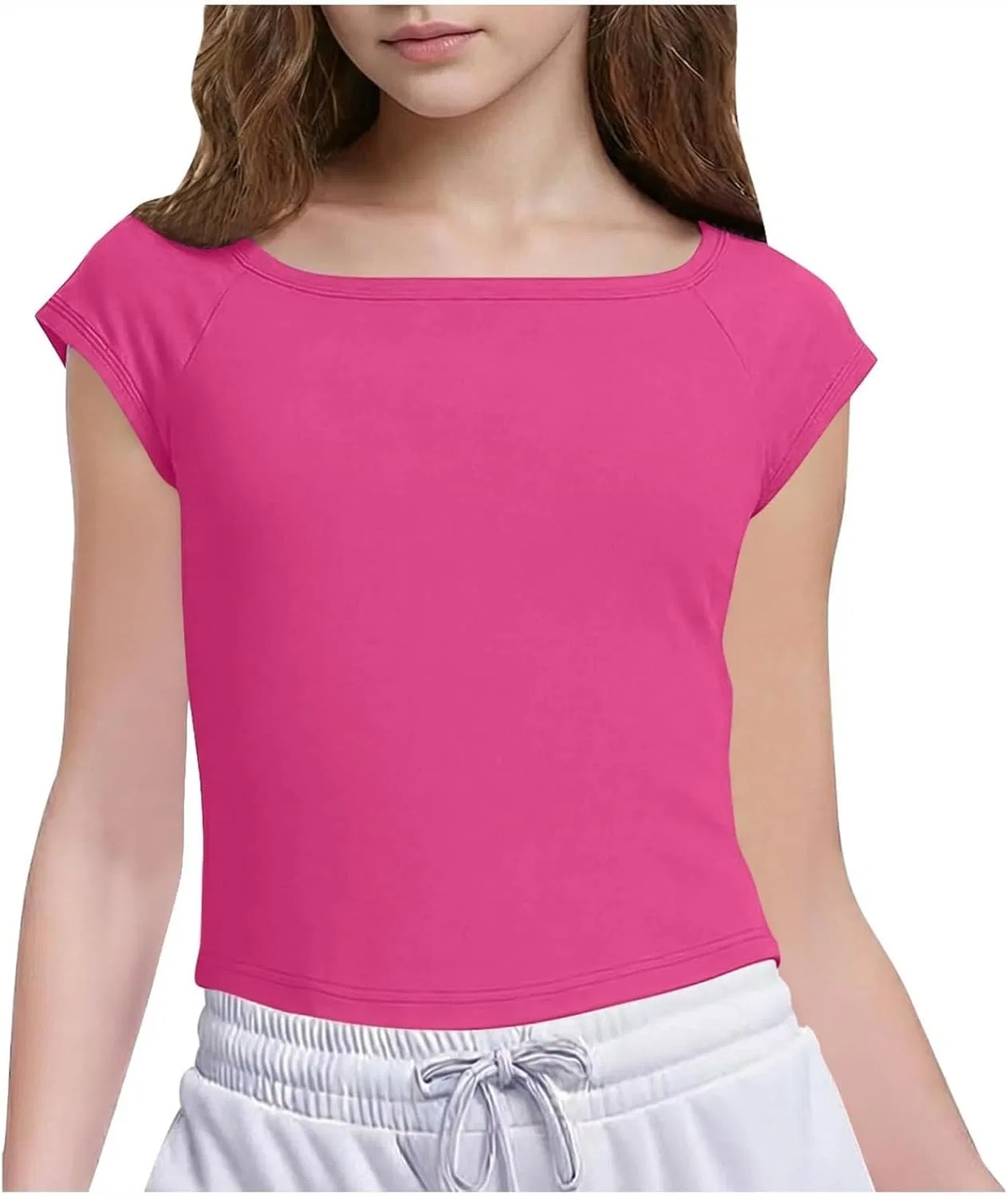 Футболка с коротким рукавом, однотонная, Zzalalana, детская, Hot Pink