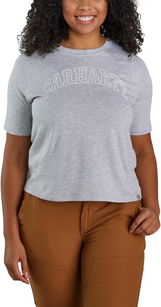 

Carhartt Women's 106186 футболка из серии Tencel Fiber, свободного кроя, легкая, Heather Gray