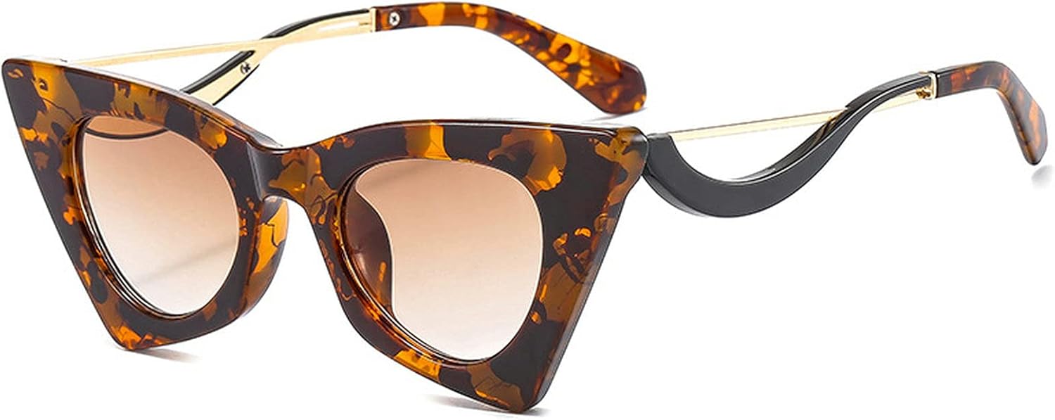 

Модные уникальные солнцезащитные очки «кошачий глаз» для женщин, ретро-очки, яркие очки с защитой от УФ-излучения UV400 для мужчин, оправа конфетных цветов COTIA, Leopard