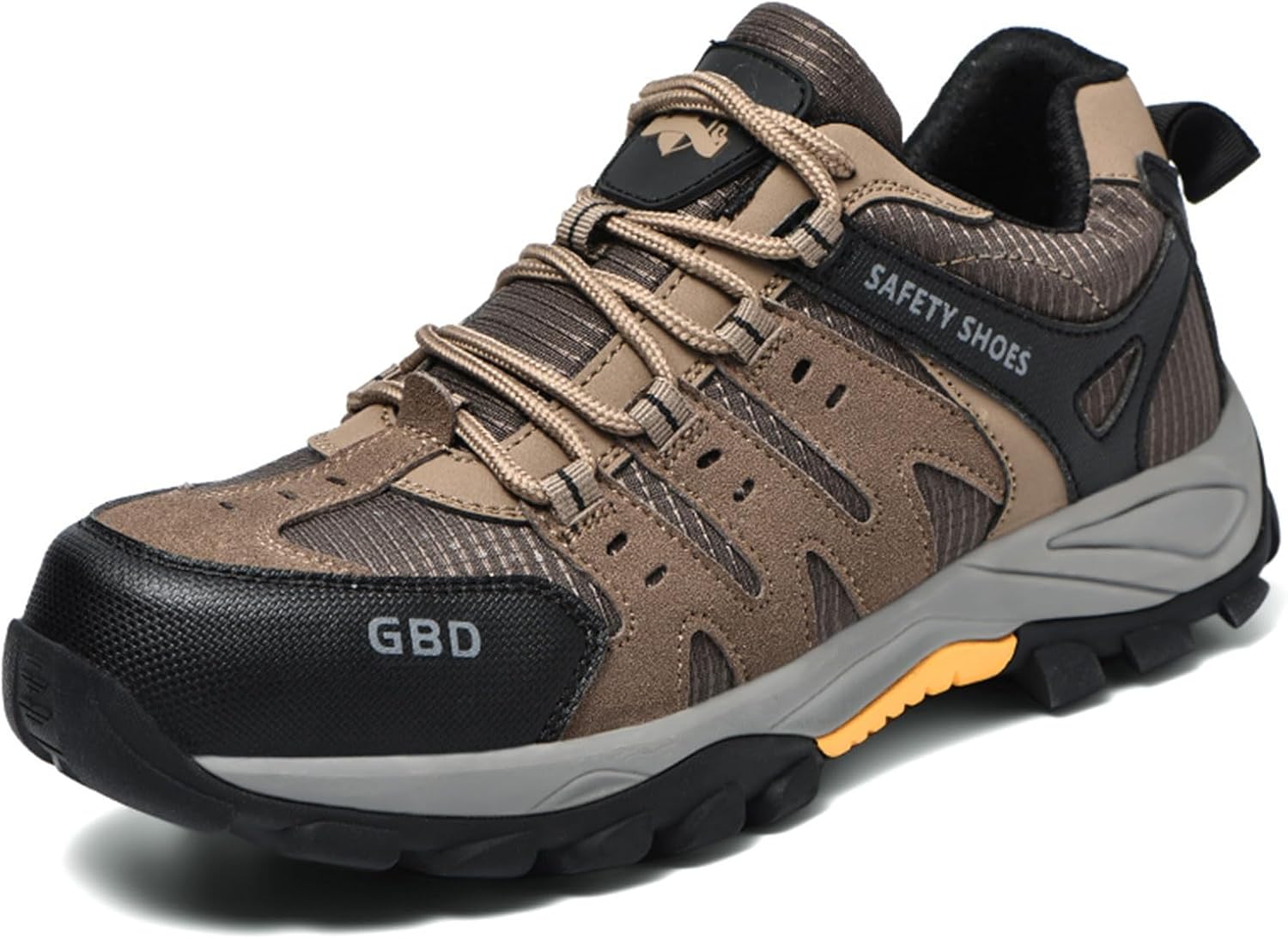 

Мужские ботинки со стальным носком, легкие, проколоустойчивые, противоскользящие, с композитным носком, безопасная обувь для промышленного строительства Gubangdun, коричневый