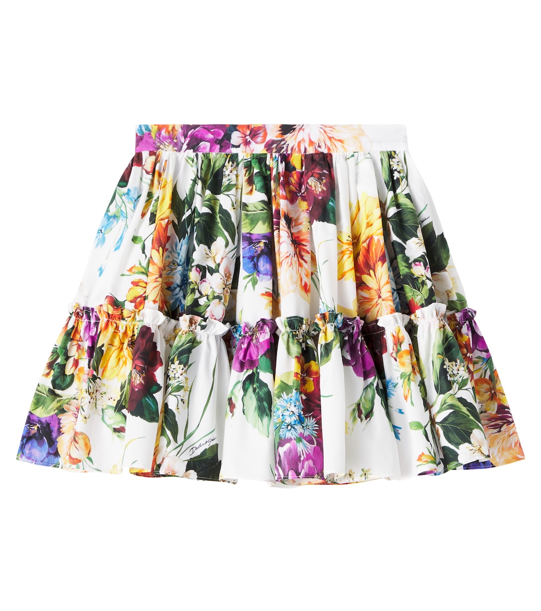 

Юбка из хлопкового поплина с цветочным принтом Dolce&Gabbana Kids, B.Fiori Cret.F.Bco