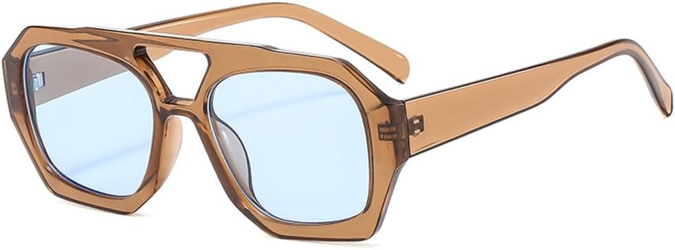 

Винтажные солнцезащитные очки для женщин и мужчин в толстой оправе, модные женские многоугольные солнцезащитные очки с леопардовым принтом, синие, с защитой от УФ-излучения UV400 KTUCN, 9