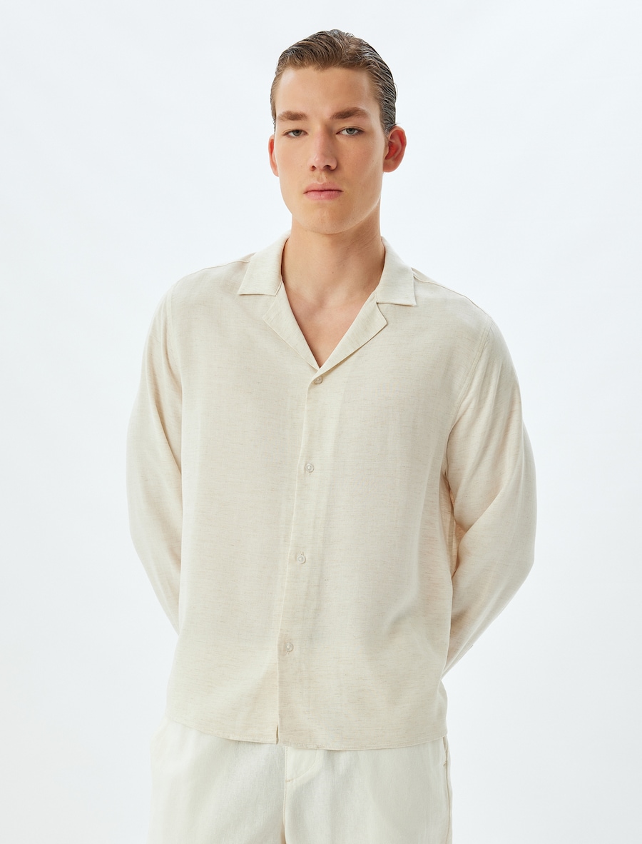 

Рубашка на пуговицах классического кроя Koton, бежевый