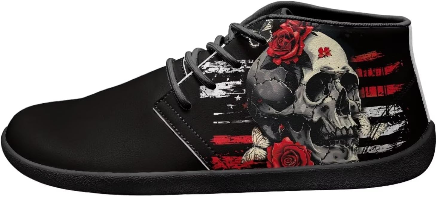 

Мужские кроссовки с черепом на подошве для улицы, босоножки, кожаные кроссовки из ПУ, низкие, для ходьбы, тенниса и спорта Ecaestolph, черный/красный