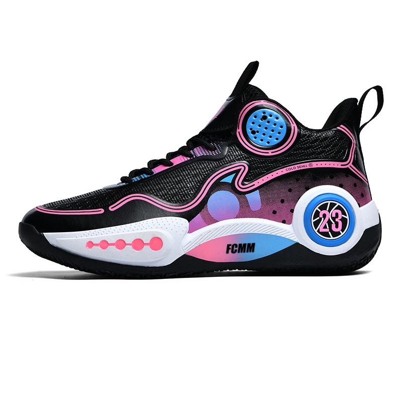 

Противоскользящие и дышащие детские баскетбольные кроссовки для подростков FCMM, черный/розовый/красный