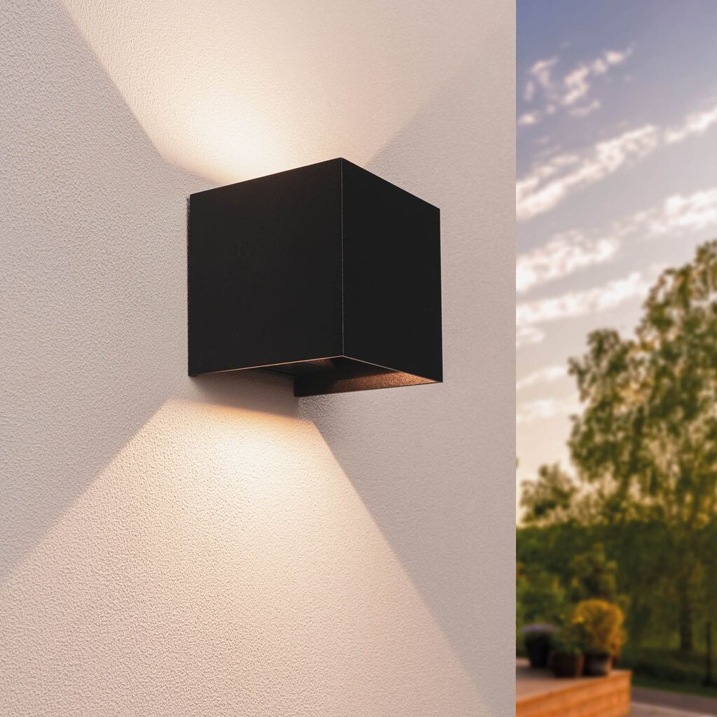 

Светодиодный настенный светильник Ledvion Cube с регулируемой яркостью, черный, для внутреннего и наружного применения, регулируемый угол луча, теплая температура 3000 К, 3,5 Вт, фитинг G9, IP54