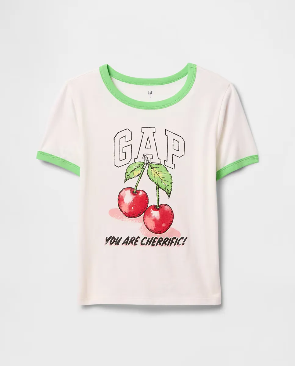 

Футболка для девочки с короткими рукавами и круглым вырезом Gap, белый