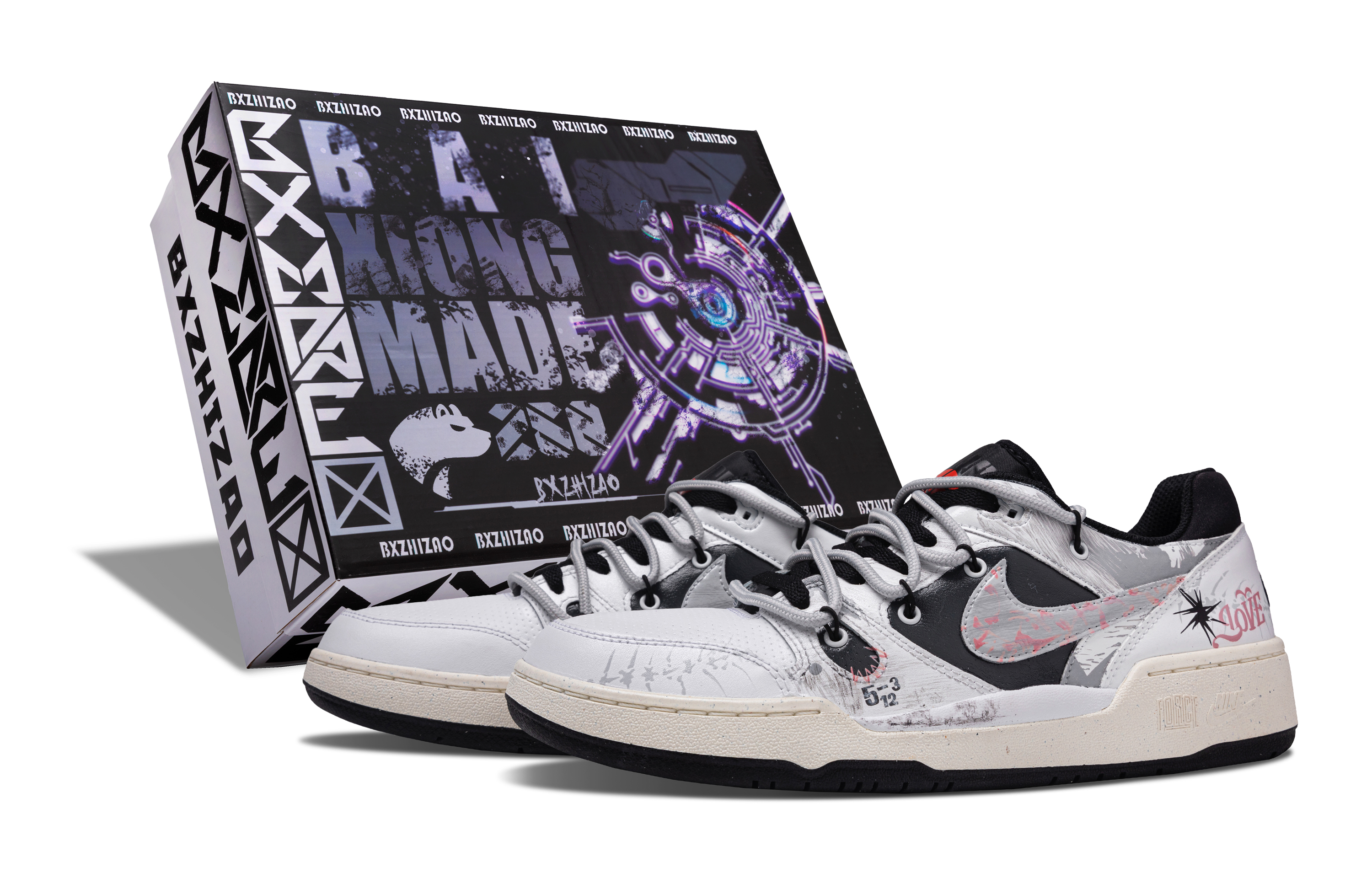 

Nike Кроссовки для скейтбординга Full Force Cushioning Low Top, мужские, черно-белые