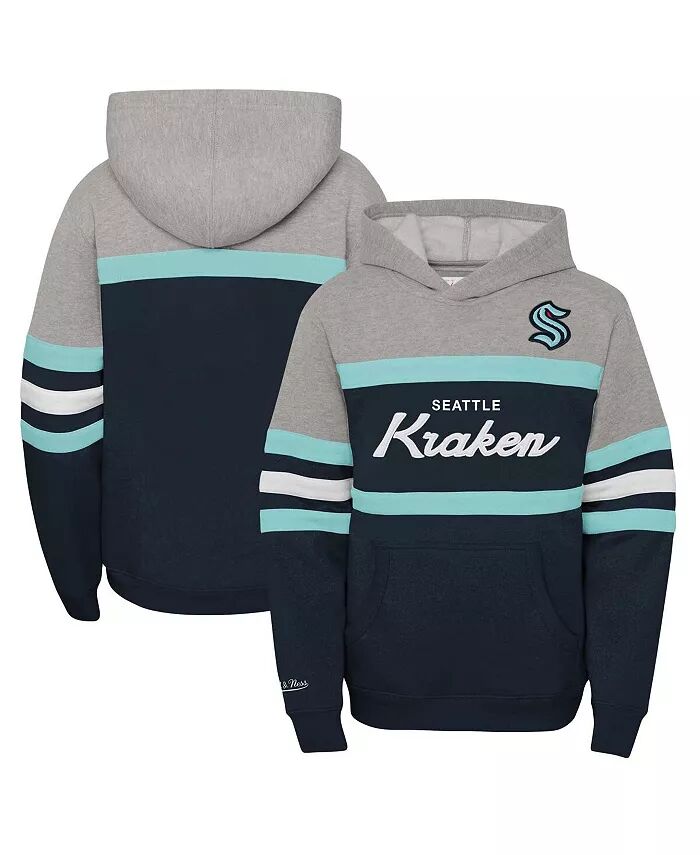 

Толстовка с капюшоном Big Boys Sea Blue Seattle Kraken Head Coach Mitchell & Ness