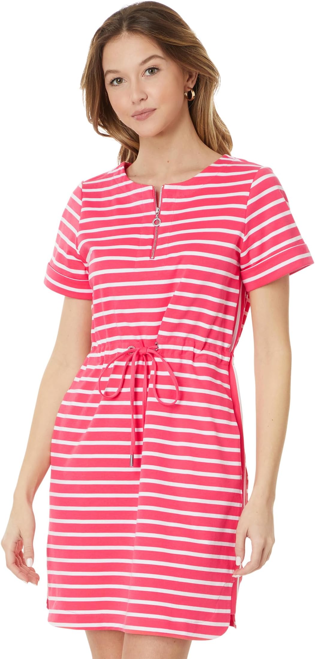 

Платье Tommy Bahama Jovanna Stripe Zip Front Dress, цвет Paradise Pink