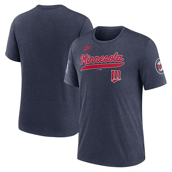 Мужская футболка minnesota twins cooperstown collection eras tri-blend цвета вересковый темно-синий Nike — фото 2