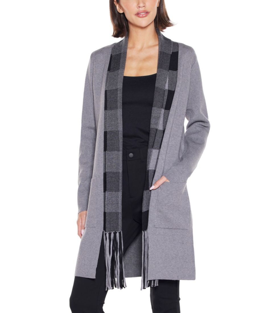 

Женский кардиган-свитер Black Label с эффектом шарфа и открытым передом Belldini, Heather Gray, Black
