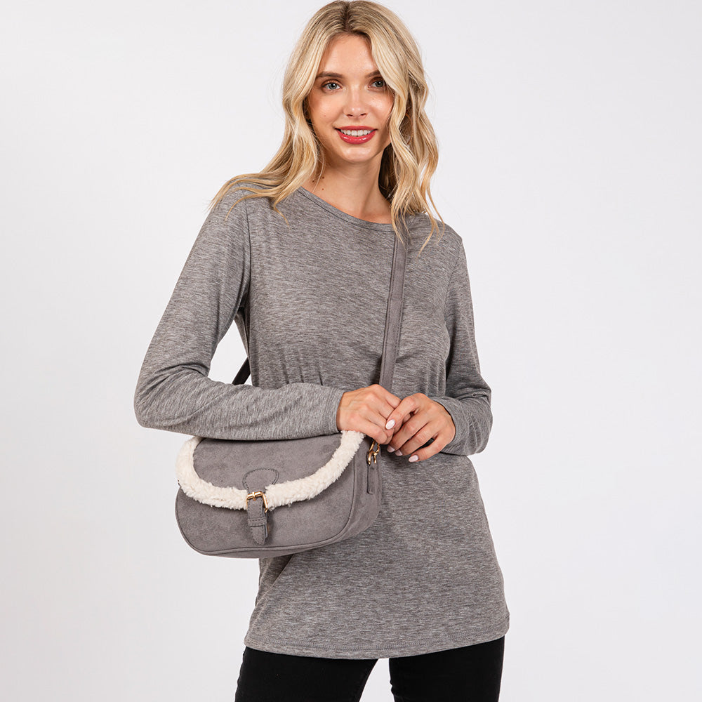 

Однотонная сумка через плечо с флисовой отделкой FASHNZFAB, серый